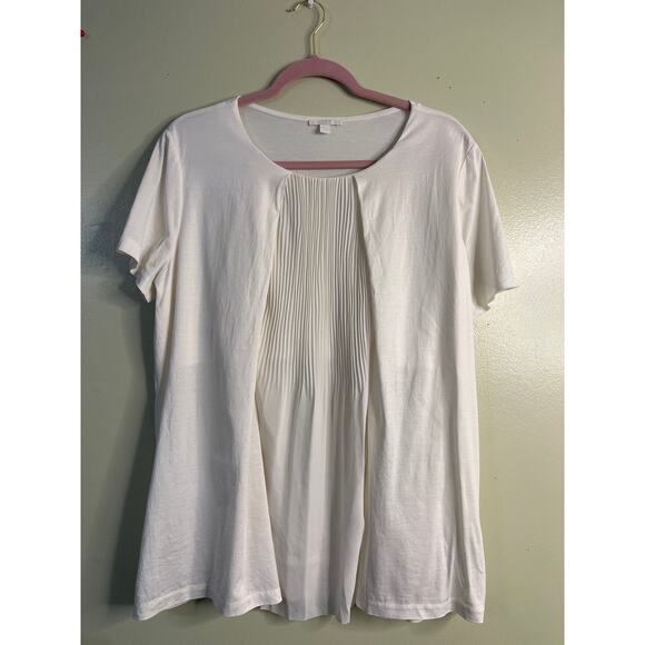 COS White Pleat Front Short Sleeves Women’s Blouse Top Work Office, size large - Picture 1 of 8